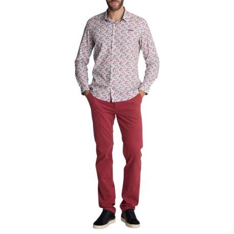 Chemise blanche à imprimé floral multicolore et feuillage à coupe droite - Image 4