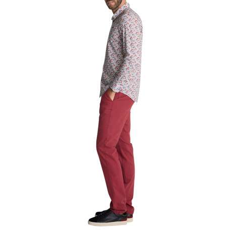 Chemise blanche à imprimé floral multicolore et feuillage à coupe droite - Image 5