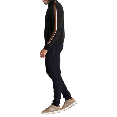 Gilet zippé noir uni en maille piquée à bandes racing et logo sérigraphié - Image 4