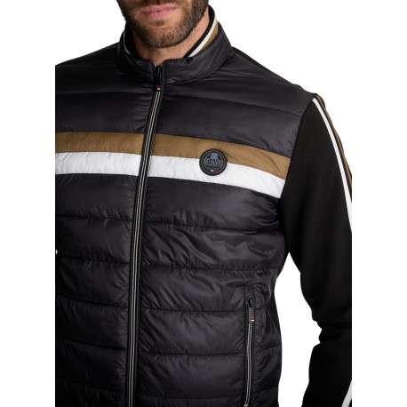 Veste noire à manches longues en maille ornée de bandes à coupe droite - Image 3