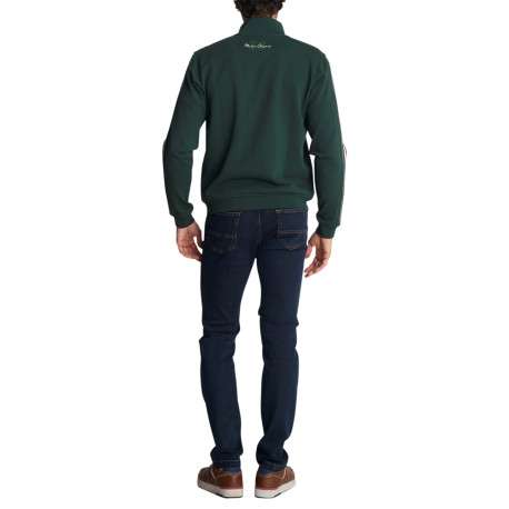 Gilet en coton mélangé vert agrémenté de bandes tricolores et un écusson - Image 2