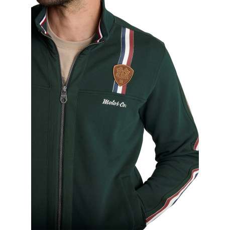 Gilet en coton mélangé vert agrémenté de bandes tricolores et un écusson - Image 3