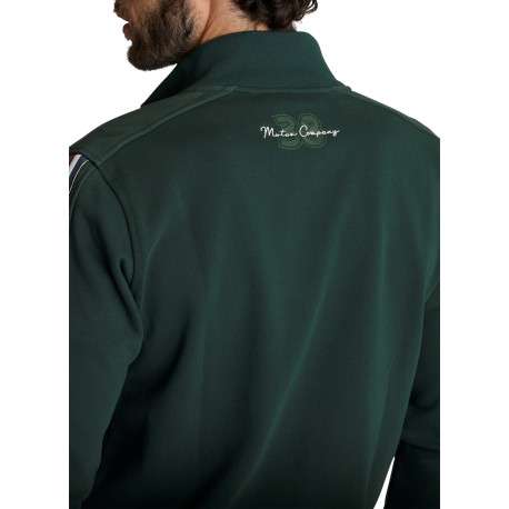 Gilet en coton mélangé vert agrémenté de bandes tricolores et un écusson - Image 4