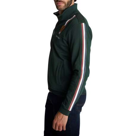 Gilet en coton mélangé vert agrémenté de bandes tricolores et un écusson - Image 5