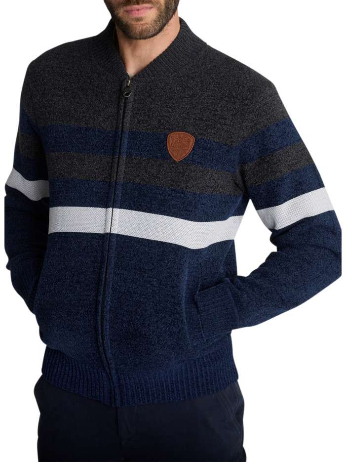 Gilet zippé à rayures en...