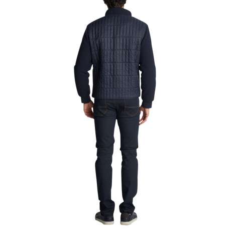 Blouson bi-matière zippée bleu marine en maille et nylon matelassé - Image 2