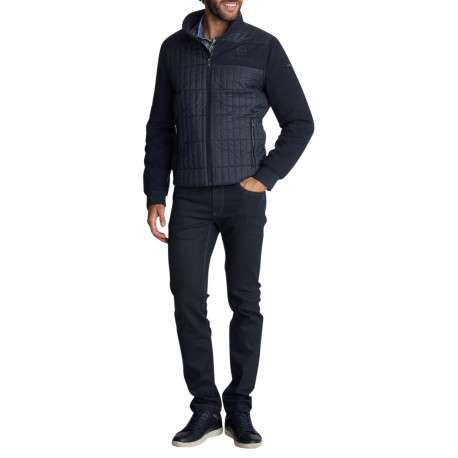 Blouson bi-matière zippée bleu marine en maille et nylon matelassé - Image 3