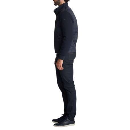 Blouson bi-matière zippée bleu marine en maille et nylon matelassé - Image 5
