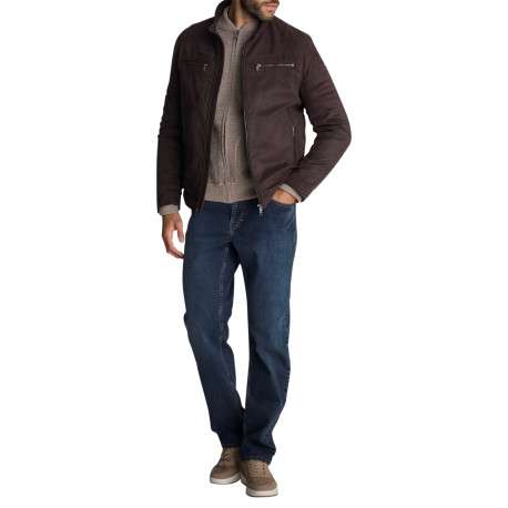 Blouson moka en suédine pourvu de poche zippées à coupe droite - Image 3
