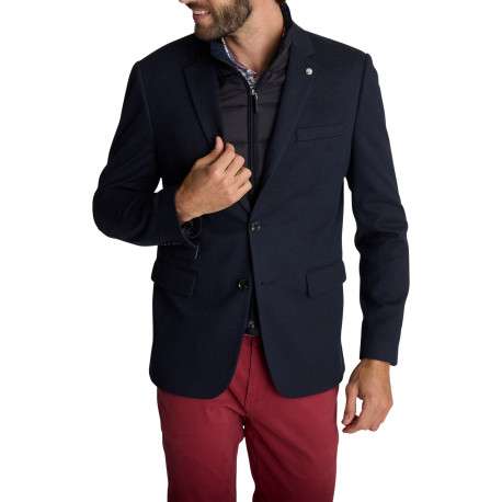Blazer bleu marine uni doté d'une coupe droite et un col à revers