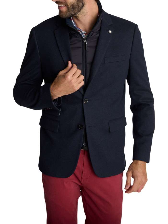 Blazer bleu marine uni doté...