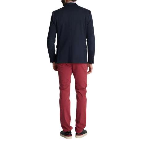 Blazer bleu marine uni doté d'une coupe droite et un col à revers - Image 2