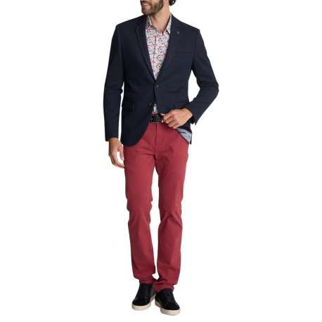Blazer bleu marine uni doté d'une coupe droite et un col à revers - Image 4