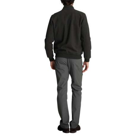 Veste bimatière zippée vert kaki en maille et suédine matelassée à coupe droite - Image 2