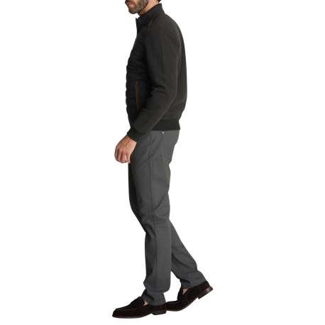 Veste bimatière zippée vert kaki en maille et suédine matelassée à coupe droite - Image 4