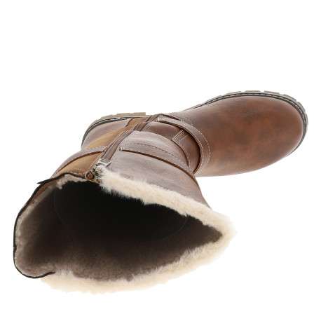 Bottes brunes à talon décroché bas pourvues d'une fermeture zippée - Image 5