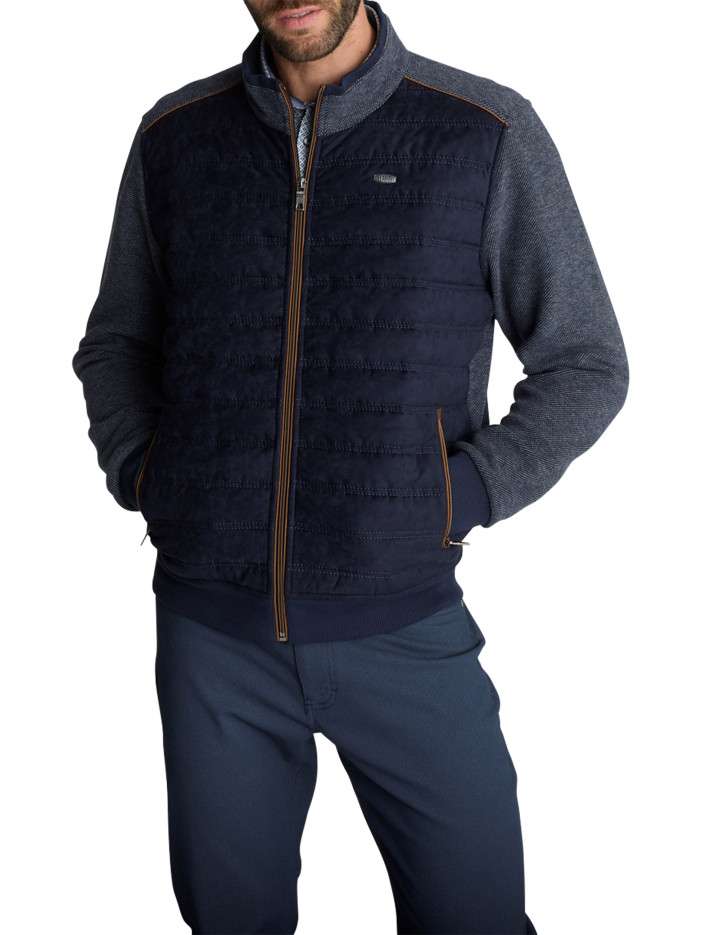 Veste bimatière zippée bleu...