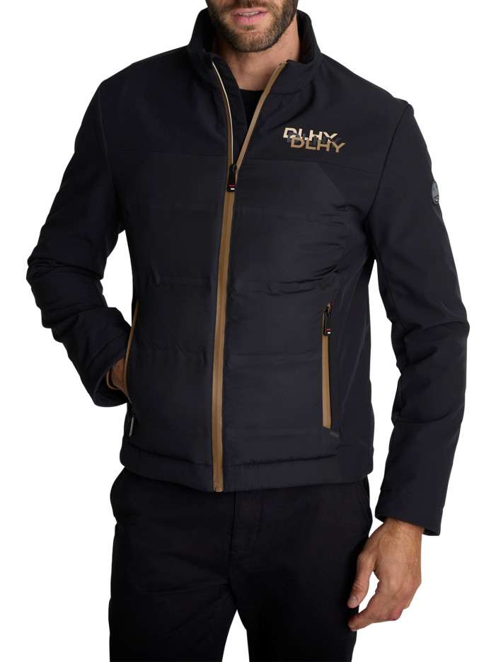 Blouson noir matelassé à...