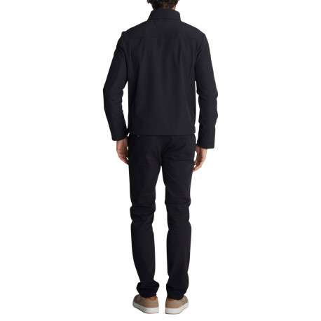 Blouson noir matelassé à col montant orné de détails logotypés et liseré marron - Image 2