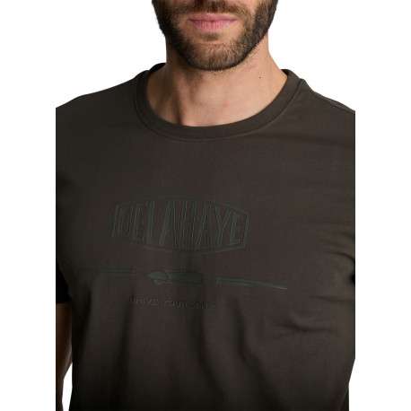 T-shirt en coton à col rond vert kaki orné d'un imprimé sérigraphié automobile - Image 5