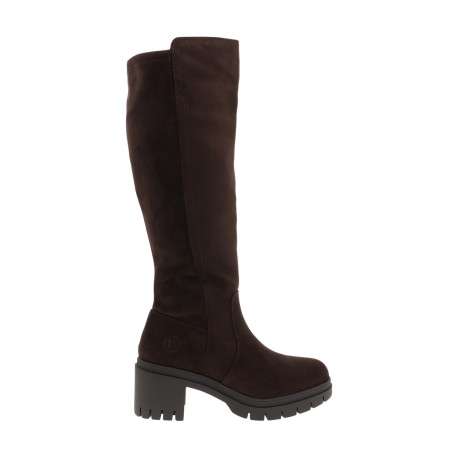 Bottes marron à talon décroché moyen pourvues d'une fermeture zippée