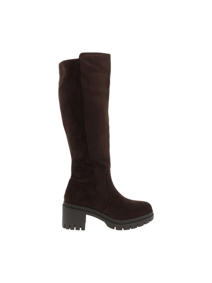 Bottes marron à talon décroché moyen pourvues d'une fermeture zippée