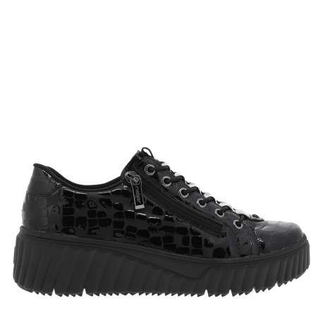 Sneakers noires à motif brillant pourvues d'une semelle en relief