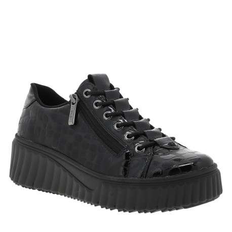 Sneakers noires à motif brillant pourvues d'une semelle en relief - Image 2