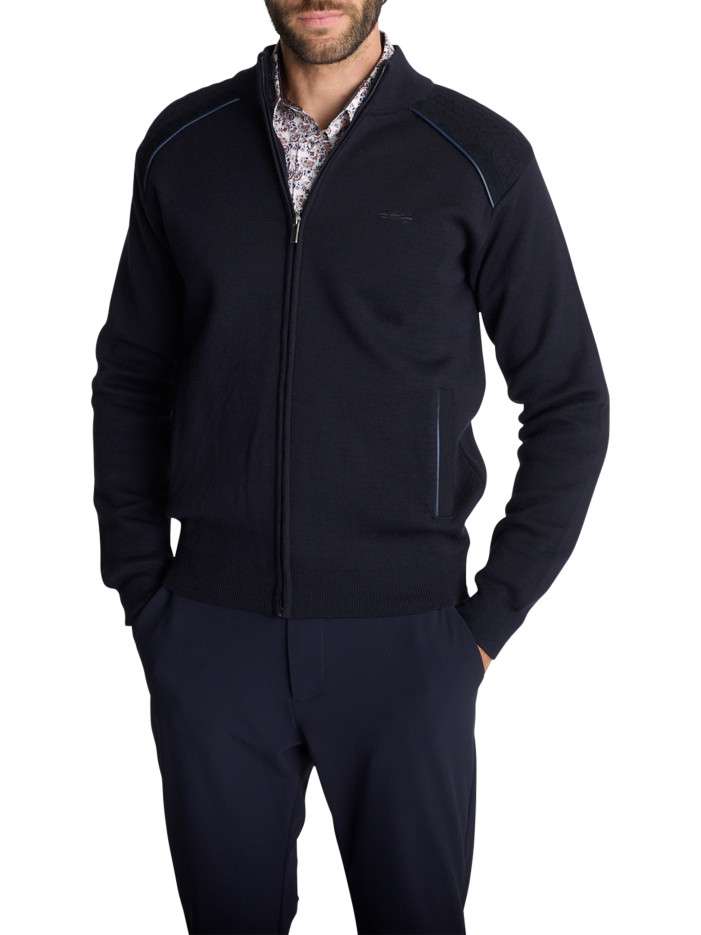 Gilet zippé en maille bleu...