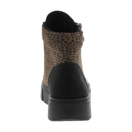 Bottines noires et marron à talon plat dotées d'empiècements bi-matières - Image 4