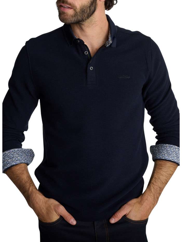 Polo à manches longues bleu...