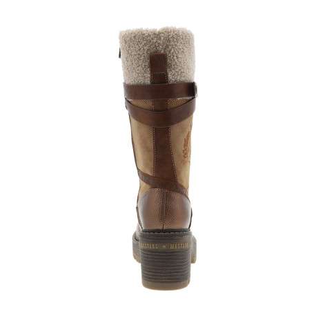 Bottes taupe à talon décroché moyen pourvues de lacets et d'un zip latéral - Image 4