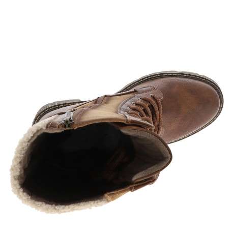 Bottes taupe à talon décroché moyen pourvues de lacets et d'un zip latéral - Image 5