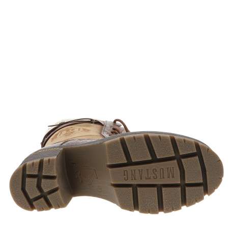 Bottes taupe à talon décroché moyen pourvues de lacets et d'un zip latéral - Image 6