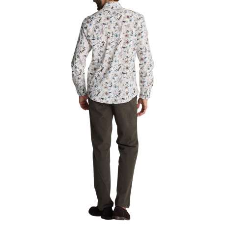 Chemise blanche à imprimé floral multicolore et feuillage à coupe droite - Image 2
