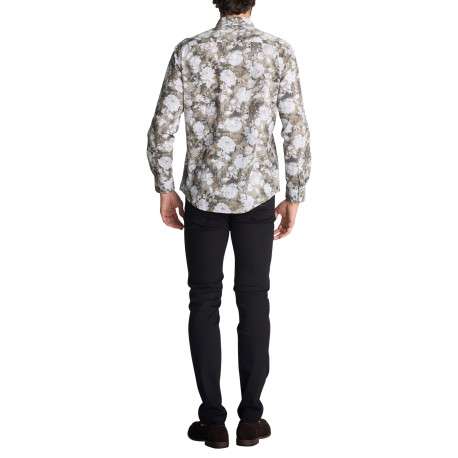Chemise en coton blanc et kaki à motifs floraux dotée d'une coupe droite - Image 2