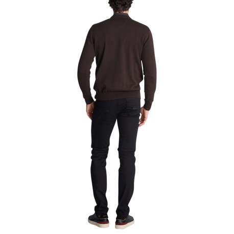Pull moka uni en maille avec des broderies apparentes sur les épaules - Image 2