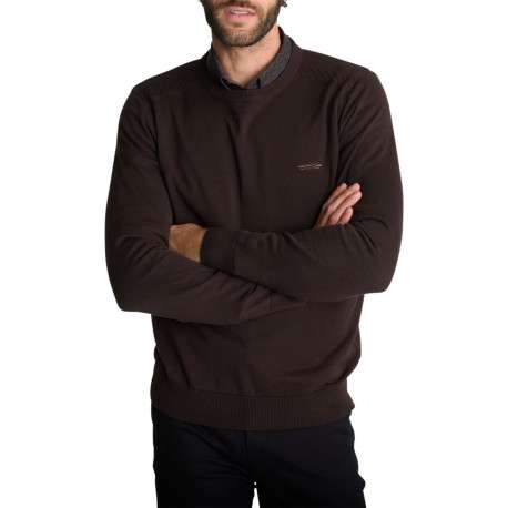 Pull moka uni en maille avec des broderies apparentes sur les épaules - Image 3