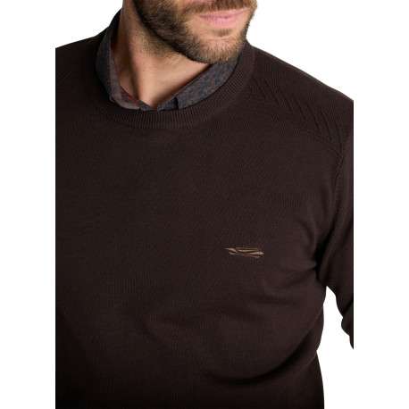Pull moka uni en maille avec des broderies apparentes sur les épaules - Image 5