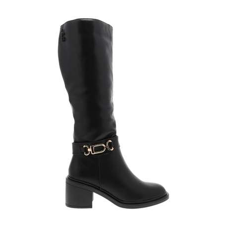Bottes Pascaline noires à talon décroché moyen pourvues d'un zip latéral