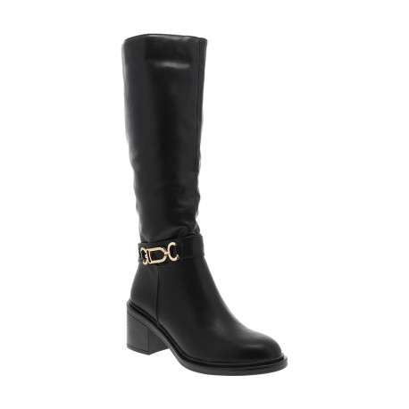 Bottes Pascaline noires à talon décroché moyen pourvues d'un zip latéral - Image 2