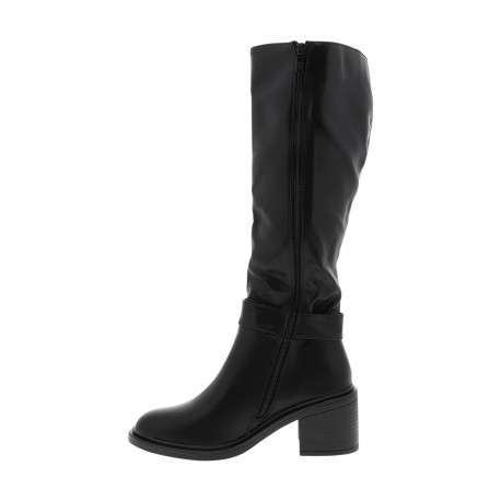 Bottes Pascaline noires à talon décroché moyen pourvues d'un zip latéral - Image 3