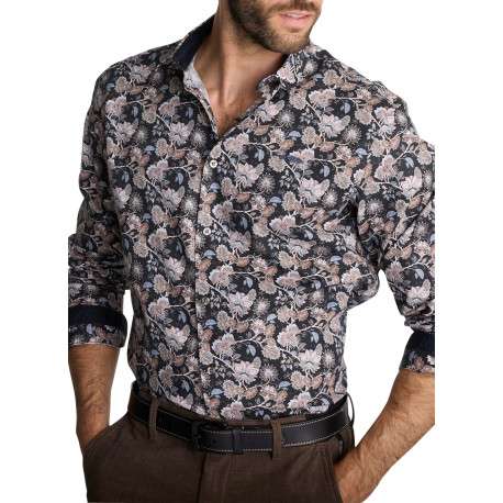 Chemise en coton multicolore à motifs floraux dotée d'une coupe droite - Image 3