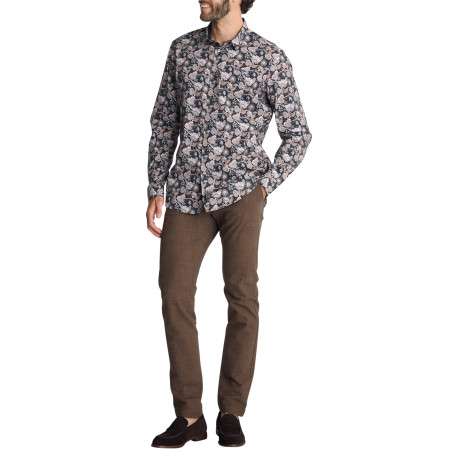 Chemise en coton multicolore à motifs floraux dotée d'une coupe droite - Image 4