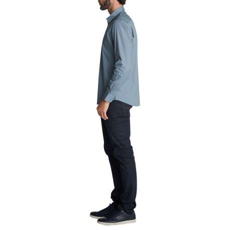 Chemise en coton bleue à micro-motifs pourvue d'une coupe droite - Image 6