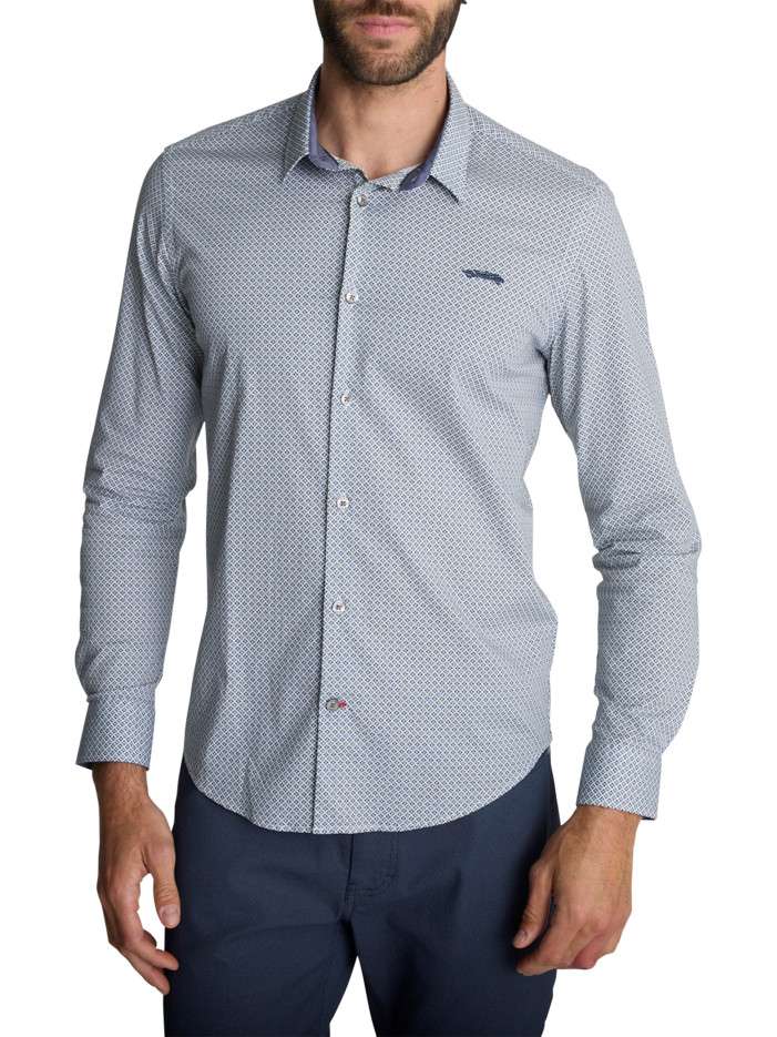 Chemise en coton bleue à...