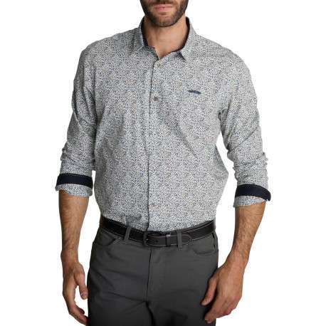 Chemise en coton à micro-imprimé floral multicolore dotée d'une coupe droite - Image 3