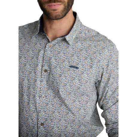 Chemise en coton à micro-imprimé floral multicolore dotée d'une coupe droite - Image 5