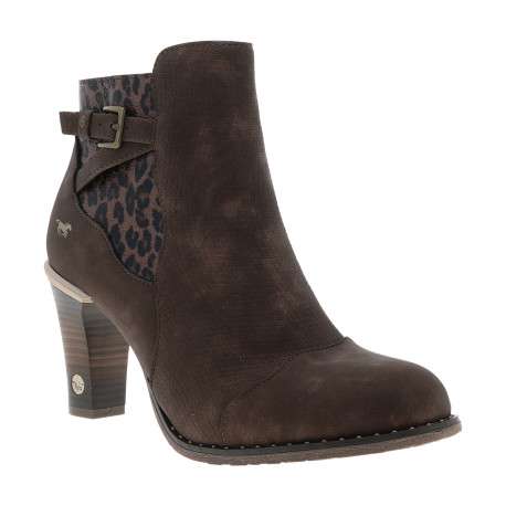 Bottines marron à talon décroché moyen pourvues d'un zip latéral - Image 2