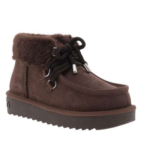 Boots montantes 375 Nordic en cuir nubuck chocolat à talon compensé bas - Image 2